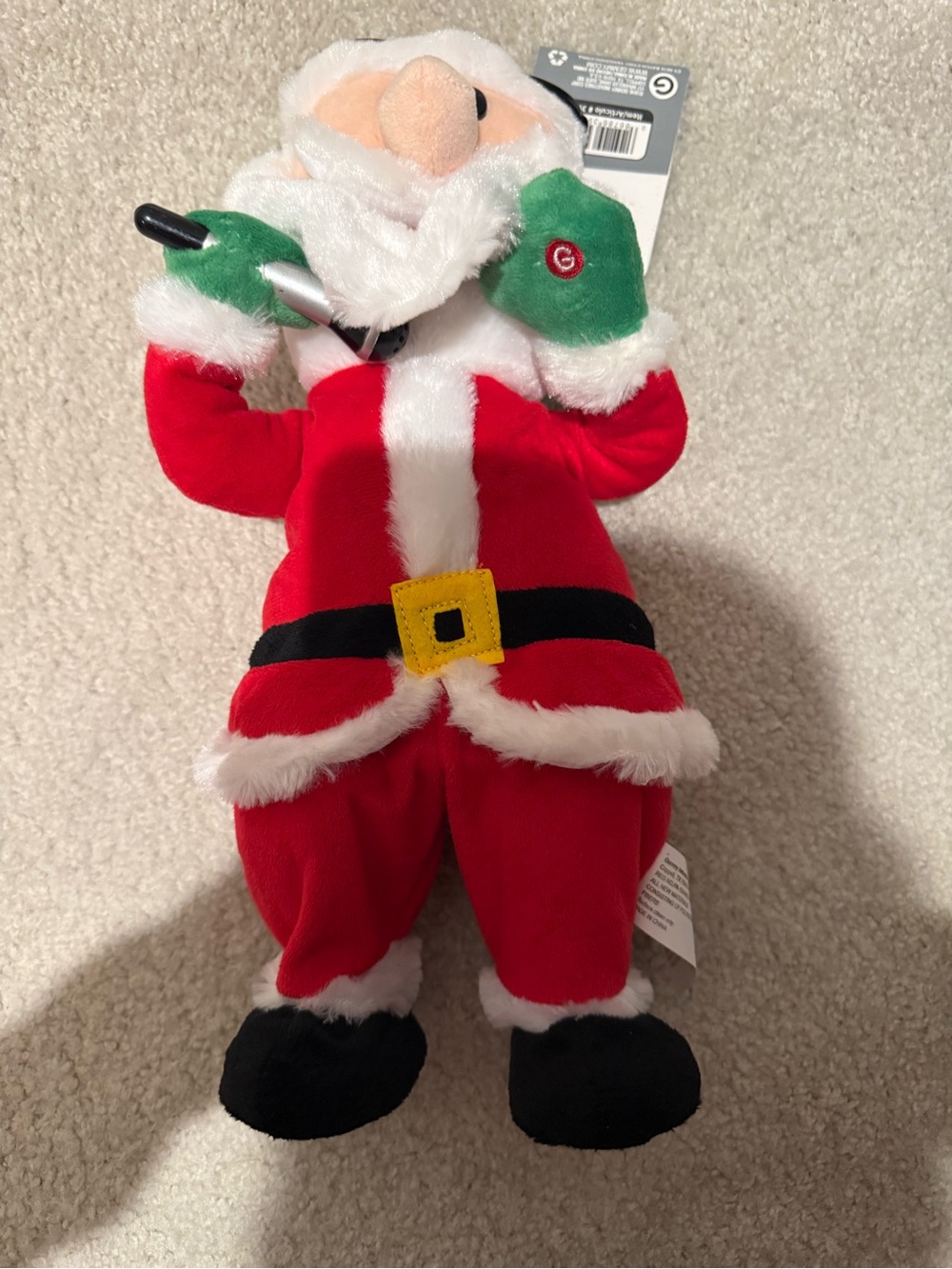 Singing/Dancing Plush Santa Claus Toy in Red, White & Green